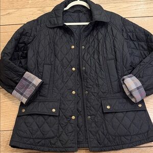 Quilted Black Women's Barbour Jacket with Plaid Lining